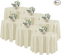 Fitable 6 Pack Ivory Round Tablecloths - 120 Inches in Diameter - Stain Resistant and Washable Table Clothes, Polyester Fabric Table Covers for Wedding, Party, Banquet, Formal Events