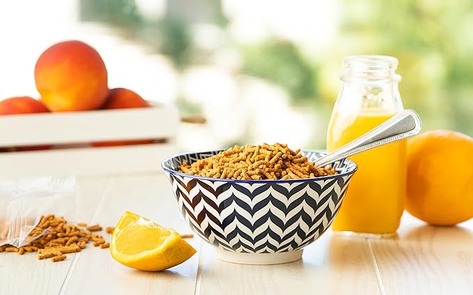 KooK Cereal Bowls, Ceramic Make, Vibrant Color, Multi Color Designs, Bowls for Thanksgiving, Christmas and Kitchen Perfect for Soup, Pasta, Salad, Ice Cream, Blue And White Set of 6, 18oz (Navy)