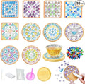 Airsnigi 10 Set DIY Mosaic Tiles for Crafts Mixed Color Mosaic Kits with Wooden Coasters Handmade Glass Coasters Crafts Set for Drinks Tray Handmade Home Decoration Christmas Gift