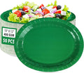 50 PCS Green Oval Paper Plates 10" x 12" Large St. Patrick's Day Plates Disposable Heavy Duty Green St. Patricks Day Paper Plates for Irish Holiday St. Patrick's Day Party Decorations Supplies