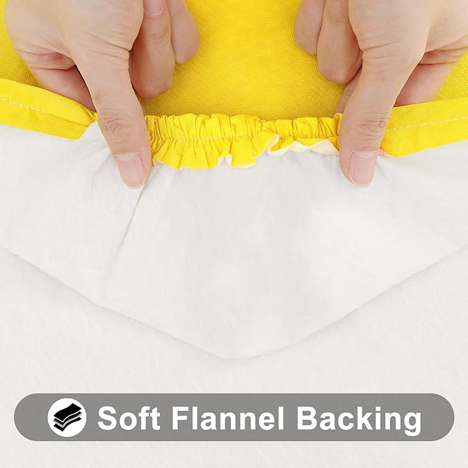 Smiry Rectangle Tablecloth, Elastic Fitted Flannel Backed Vinyl Tablecloths for 8ft Folding Tables, Waterproof Wipeable Table Covers for Indoor, Outdoor, Picnic and Camping (Yellow, 30"x96")