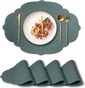 Silicone Placemats Set of 4, Oval Heat Resistant Non-Slip Table Mat, Waterproof Silicone Placemat, Baking Mats, Easy to Clean Table Protector Mat by Siliconty(4, Dark Green)