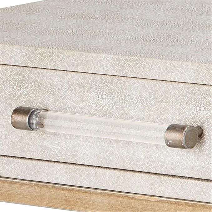 Eden Home 2-Drawer Transitional Faux Leather Console Table in Cream
