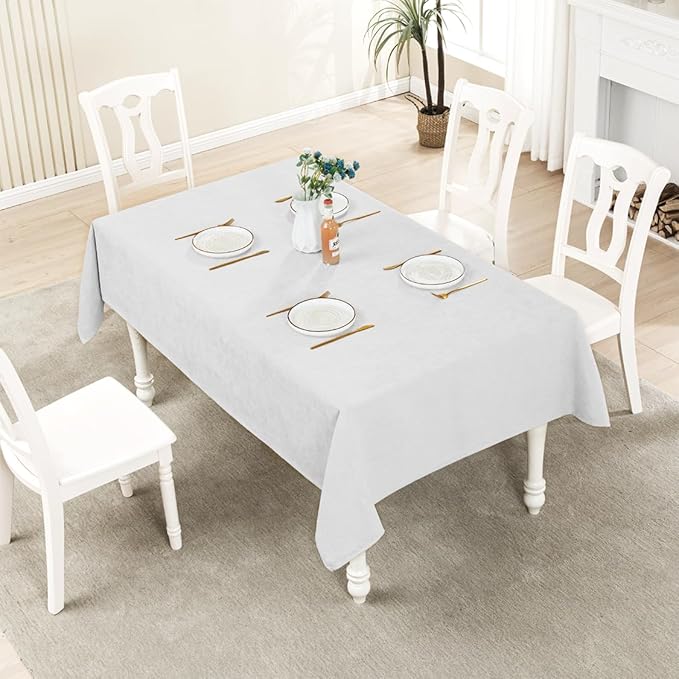BALCONY & FALCON Rectangle Tablecloth Washable Wrinkle Resistant and Water Proof Table Cloth Decorative Linen Fabric Tablecloths for Dining Parties Kitchen Wedding and Outdoor Use (Owl Gray, 57x118)
