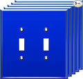 LIDER Double Toggle Switch Acrylic Wall Plate, Mirrored Dual Light Switch Plate, Plexiglass Switch Cover, Reflective Finish, Modern Decoration Upgrade, Oversized 2-Gang 5.25" x 5.25", Blue, 5 Pack