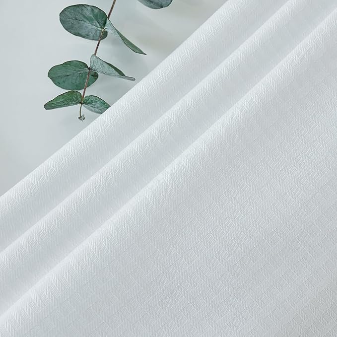 maxmill Weaved Texture Tablecloth Water Resistance Antiwrinkle Spillproof Soft Washable Table Cloth for Dining Room, Buffet Banquet Parties Holiday Dinner, Rectangular 60 x 108 Inch, White