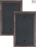 2-Pack Single Blank Wall Plates, Durable Solid Zinc Alloy Blank Outlet Covers, Decorative Aged Bronze Wall Plate Cover for Unused Outlets/Switches, Corrosion Resistant