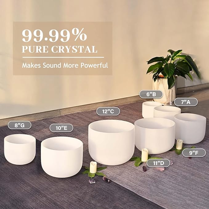 CVNC 6-12 Inch Crystal Singing Bowls Mallet Sound Bowl Healing Bowl Striker Mallet for Playing Crystal Meditation Yoga or Sound Baths