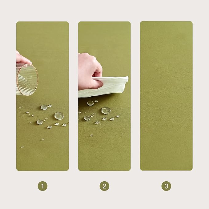 BALCONY & FALCON Rectangle Tablecloth Waterproof Table Cover Fuzzy Linen and Satin Double-Sided Usable Table Cloth for Dining, Kitchen, Cafe, Parties and Outdoor Use (Olive 55x70)