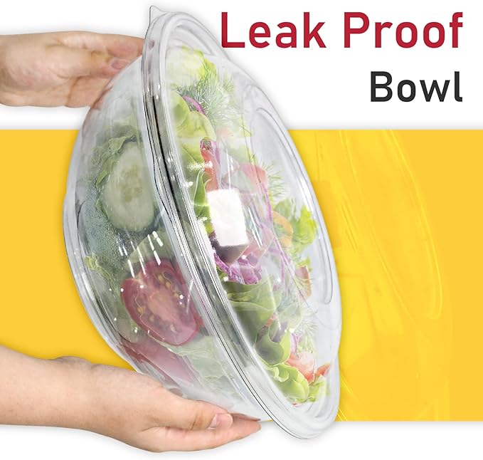 EcoDispose Clear Plastic Serving Salad Bowl Sets, 160 Oz 16PCS in 4 SETS - Round Large Disposable Bowls