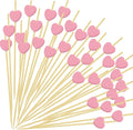 120 PCS Pink Love Heart Shaped Cocktail Picks, 4.7Inch Bamboo Fancy Toothpicks for Appetizers, Cocktail Skewers Sticks Selected for Weddings, Valentines Day, Desserts, Charcuterie, Food, Drinks