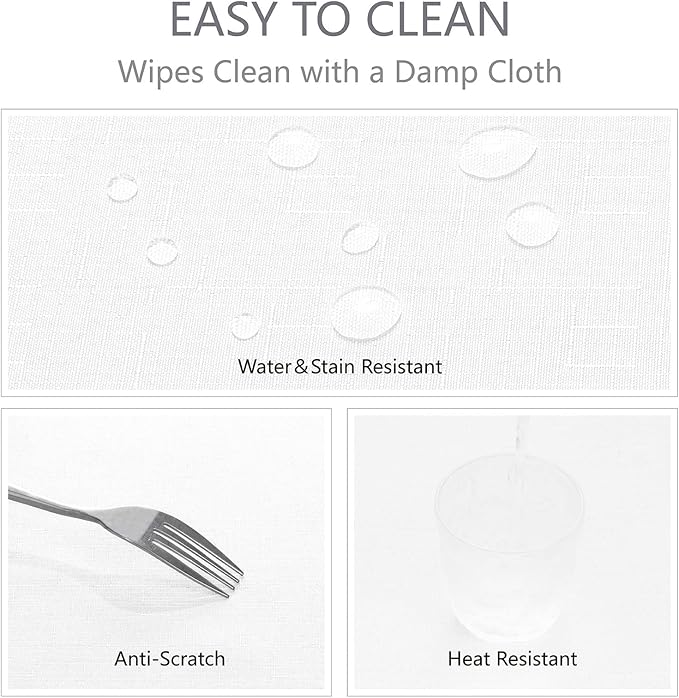 Rectangle 4 Feet Tablecloth 52x70 inch Linen Textured Table Cloth Stain and Wrinkle Resistant Washable Polyester, Decorative Table Cover Waterproof for Dining, Buffet and Camping, White