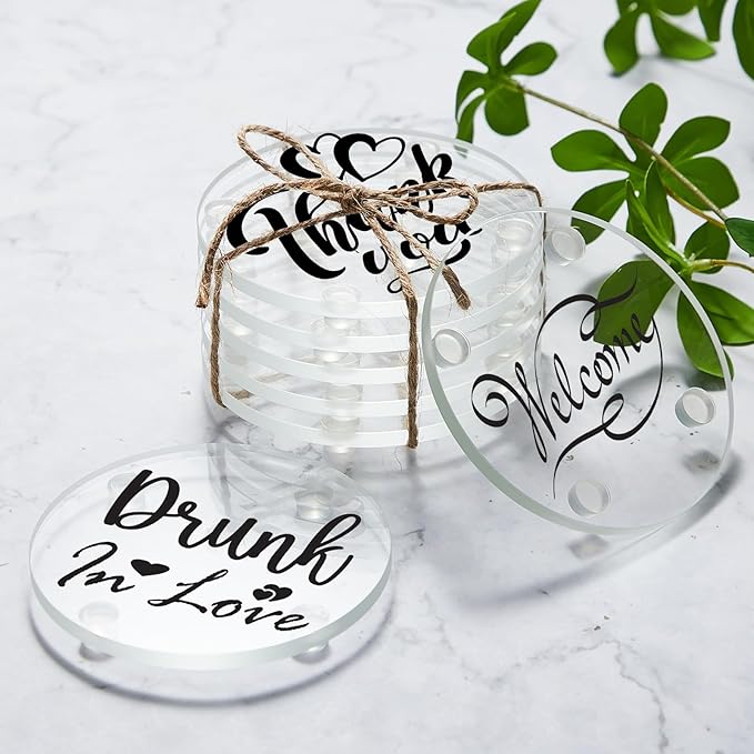 Set of 12 Clear DIY Glass Drink Coaster 3.5 Inch Crystal Coasters Decorative Glass Plates for Wedding Dining Table Picture Frame Painting DIY Crafts Home Decoration and Parties(Round)