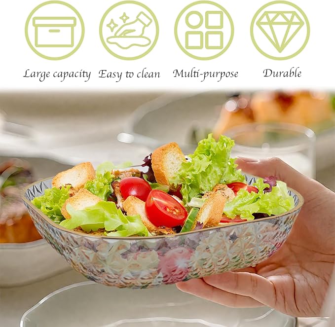 Clear Plastic Bowls, 24 Pack 22 Oz Plastic Serving Bowl Salad Serving Bowl Fruit Salad Bowl For Party Wedding Birthday Snack Fruit (Grey)