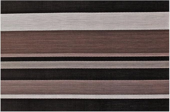 New Star Foodservice 28218 Crossweave Woven Vinyl Placemats, Set of 4, Chocolate Stripe