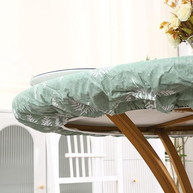 Walrus Round Vinyl Fitted Tablecloth with Flannel Backing Elastic Edge Design Table Cover Waterproof Oil-Proof PVC Table Cloth Stain-Resistant Best for 57"-66" Round