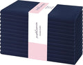 PurpleEssences Set of 12 Cloth Dinner Napkins 100% Cotton 18x18 Inch - Soft Durable Washable - Ideal for Farmhouse Party Christmas Holiday Winter - Perfect Everyday Use Table Linen - Navy Blue