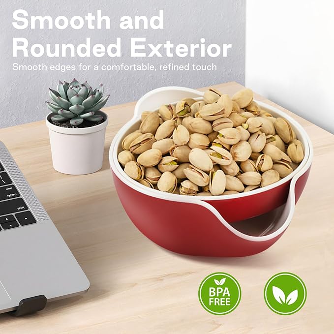 LivLab Mker Snack bowls for adults,Pistachios bowl with shell storage,sunflower seed bowl,Red