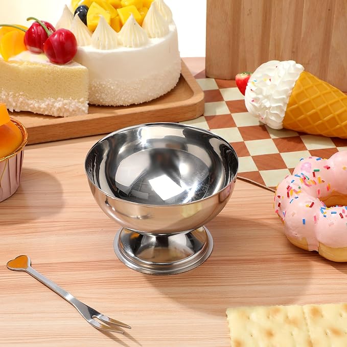 4 Pcs Stainless Steel Dessert Cup Dessert Cups Dessert Bowls Steel Desserts Gold Footed Metal Dessert Glasses Sauce Cups Pasta Salad Mug Ceramics Ice Cream Dish