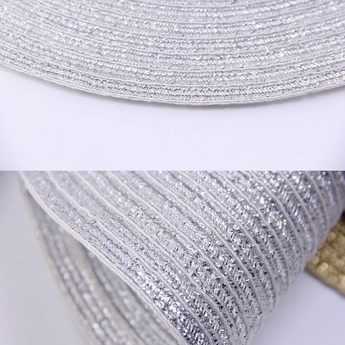 SHACOS Christmas Silver Glitter Round Placemats Set of 6 Sparkle Bling Place Mats Glitz Table Mats for Holiday Home Party Wedding Festive Table Decoration (6, Silver)