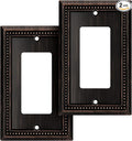 Henne Bery Sunken Pearls Heavy Duty Decorative Wall Plate Switch Plate Outlet Cover (Single Decorator, 2 Pack, Aged Bronze)