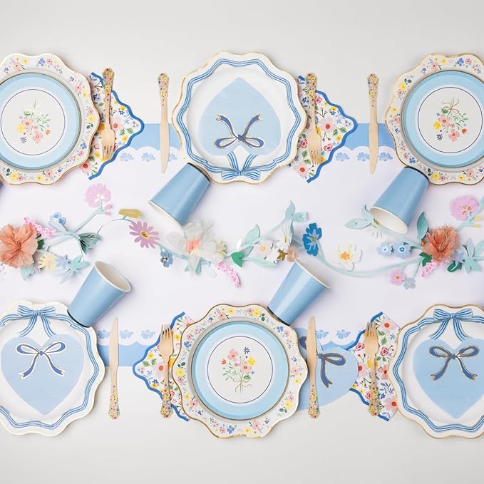 Bonjour Fête Spring Bouquet Floral Paper Party Dessert Plates | Premium Party Supplies | Elegant Spring Gatherings, Easter Celebrations, Baby Showers, & Springtime Festivities | Pack of 8, 8" D