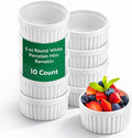 Restaurantware 5 Ounce Ramekin Bowls 10 Round Baking Ramekins - Microwave-Safe Oven-Safe White Porcelain Souffle Bowls Chip-Resistant For Appetizers Or Desserts