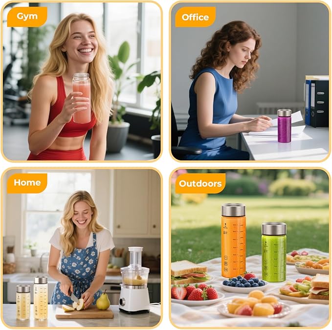 Sursip Glass Juice Bottles 6 Pack 16 oz – Wide Mouth Reusable Bottles with Stainless Steel Lids – Heat-Resistant Borosilicate Glass, BPA Free, Leakproof for Juicing, Smoothies, Milk, Infused Water