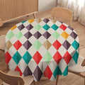 Abstract Geometric Round Tablecloth, Modern Mid Century Background Mid Century Colorful Print Pattern Tablecloth for Home Party Dining Room Kitchen Decor 36Inch(90cm)