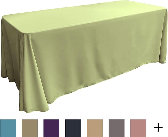 LA Linen Polyester Poplin Washable Rectangular Tablecloth, Stain and Wrinkle Resistant Table Cover 90x156, Fabric Table Cloth for Dinning, Kitchen, Party, Holiday 90 by 156-Inch, Sage
