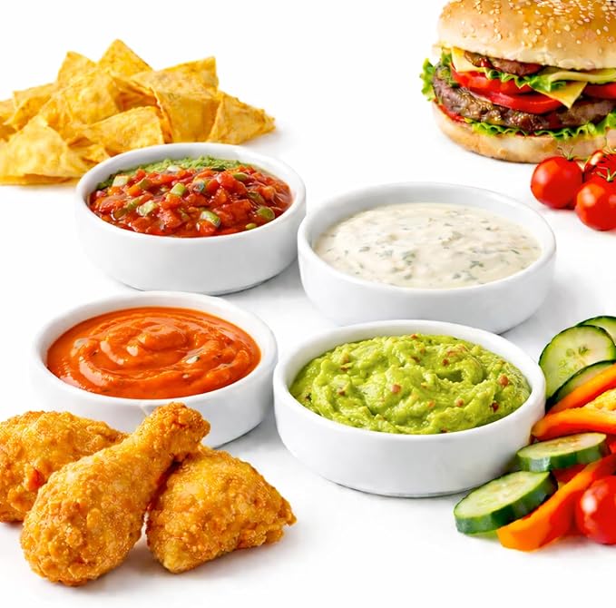 Dipping Bowls Set of 4, 2462°F High-Fired Ceramic Small Bowls for Dips, Olive Oil & Sauce, Elevates Table Setting, Idea for BBQ,Afternoon Tea,Entertaining,Housewarming & Holiday Gifts, White
