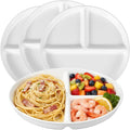 Lounsweer Set of 4 Pcs Portion Control Plate Ceramic Divided Bariatric Plates 3 Compartment Reusable Dinner Plates for Weight Loss Balanced Meal (9.5 Inch)