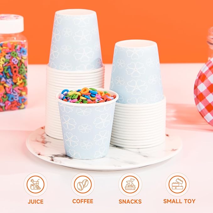 300 Pack 3 oz Bathroom Cups, Disposable Paper Cups with Rolled Rim, Small Paper Mouthwash Cup for Guest Bathrooms, Vanity & Office Use, Mist blue