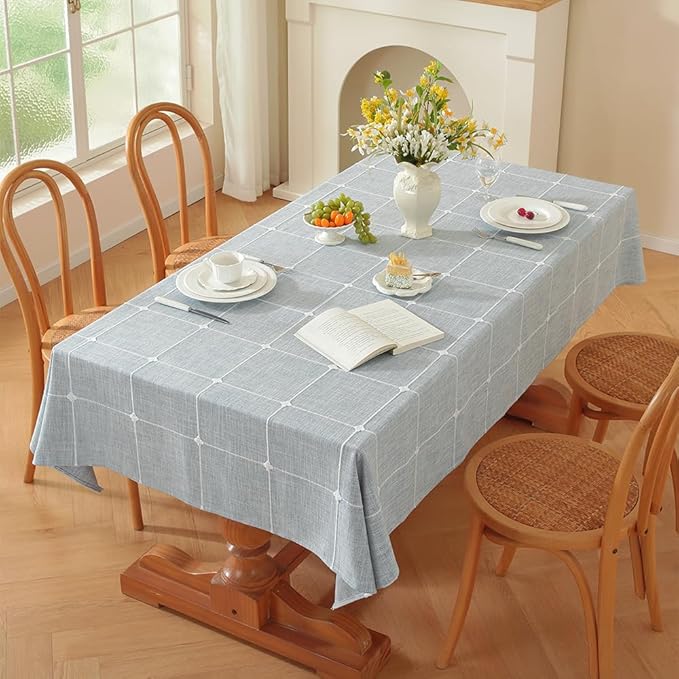 Zobesta Blue Square Table Cloth 70 x 70 Inch, Cotton Blue Linen Tablecloth Square, Heavy Weight Washable Farmhouse Soft Boho Tablecloth for Outdoor, Party, Holiday, Picnic, Dining