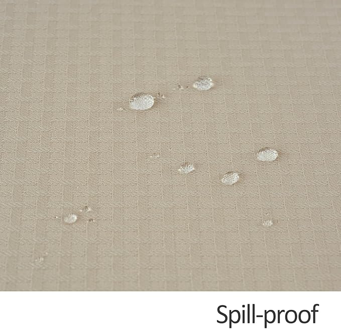 maxmill Square Jacquard Tablecloth Waterproof Spillproof Wrinkle Resistant Soft Weaved Design Table Cloth for Dinner and Party Washable Fabric Cover, Indoor and Outdoor Use, 60 x 60 Inch, Natural