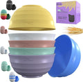 60-OZ 6 Large Wheat Straw Bowls - Large Salad, Fruit & Dinner Bowls - Dishwasher & Microwave Safe - Coral, Classic Style