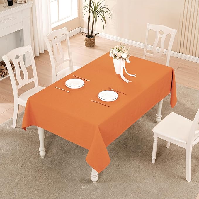 BALCONY & FALCON Rectangle Tablecloth Washable Wrinkle Resistant and Water Proof Table Cloth Decorative Linen Fabric Tablecloths for Dining Parties Kitchen Wedding and Outdoor Use (Pumpkin, 55x95)