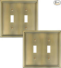 2-Pack Double Toggle Light Switch Cover Plate, Durable Solid Zinc Alloy Decorative Dual Switch Plate Covers, Antique Brass 2 Gang Wall Plate, Corrosion Resistant