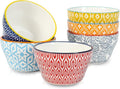 Selamica Ceramic 8oz Bouillon Cups 4 Inch Small Bowls, Dessert bowls for Soup Dipping Sauce Coffee Cupping, Microwave Dishwasher Safe, Set of 6, Assorted Colors