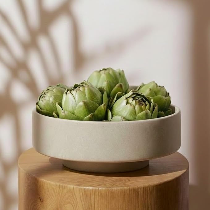 Decorative Bowl for Table Centerpiece – Stone-Effect Beige Bowl for Modern Home Decor | Minimalist Coffee Table Decor Accent with Anti-Scratch Base & Secure Packaging (Beige Stone)