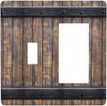 Light Switch Cover Rustic Barn Door Vintage Country Wood Board 2 Gang Toggle Rocker Combo Socket Cover Wall Plates Decorative Switch Plates and Outlet Covers for Farmhouse Cabin Decor