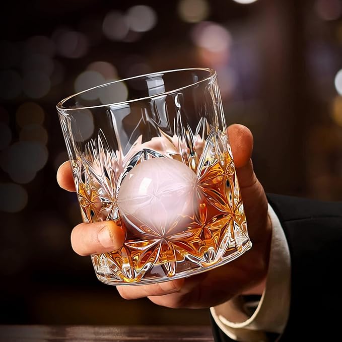 Crystal Whiskey Glass Set of 3 - Old Fashioned Bourbon Glasses, Perfect for Scotch and Cocktails (Style 1,3pcs)