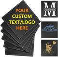 Custom Personalized Leather Coasters - Set of 6 | DIY Name, Photo, or Logo Coasters for Coffee Table, Bar, Beer, Wine | Ideal Housewarming Gift,Black