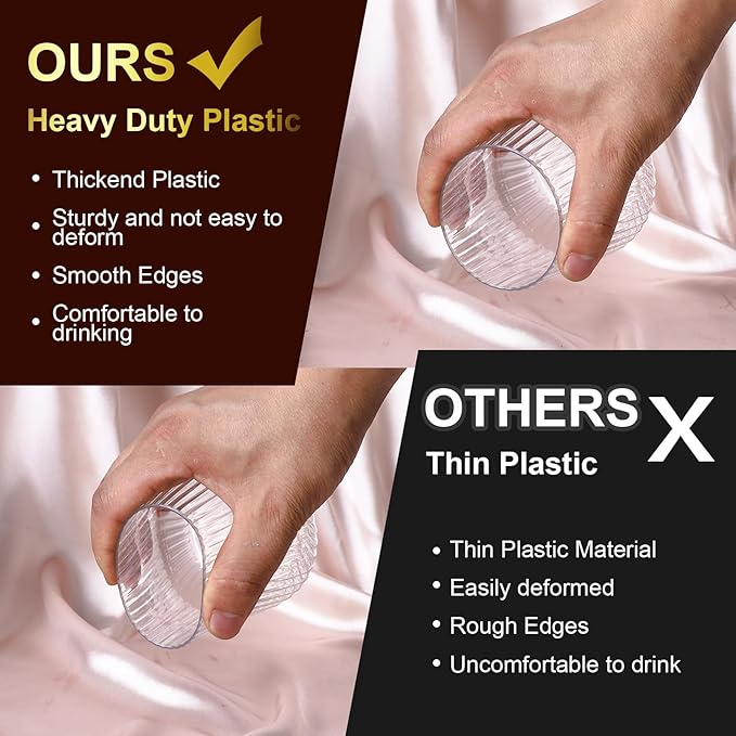 20 Pack Plastic Ribbed Wine Glasses, 14Oz Origami Disposable Wine Glasses Unbreakable Clear Plastic Cocktail Glasses Recyclable Shatterproof Reusable Wine Cups