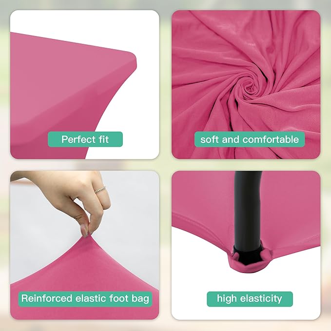 6Pack 8FT Table Cloth for Rectangular Fitted Events Stretch Purplish Red Table Covers Washable Spandex Tablecloth Protector for Party, Wedding, Cocktail, Banquet, Festival