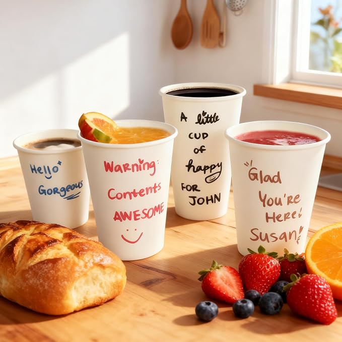 12 oz Coffee Cups Disposable White Paper Cups, 500 Pack BPA Free Leak Proof Hot Cups, 300GSM Thickened Disposable Cups,Unbleached Hot Cold Drink Cups for Everyday Home Office Coffee Bar Party Supplies