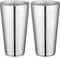 Beasea Stainless Steel Cups 19 oz, 2 Pack Large 18.6oz 550ml Stainless Steel Water Drinking Tumbler Stackable Double Wall Insulated Metal Pint Glasses Tin Cups for Home Party Camping