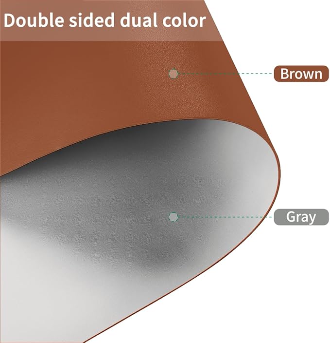 Round Table Cover - Can Be Used On Both Sides Waterproof and Easy to Clean Good Flatness Used for Dining Table(Brown+Gray Dia.54Inch)