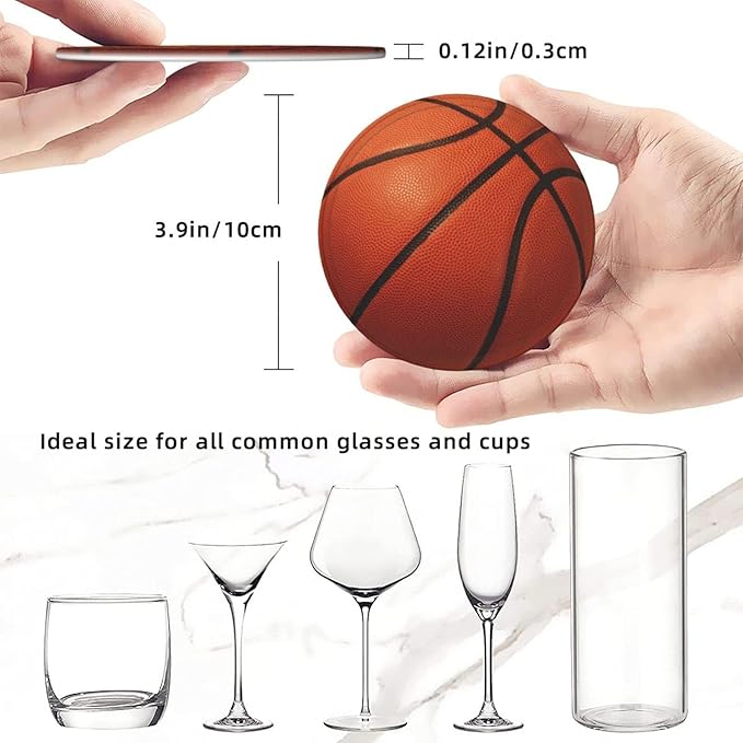 Basketball Coasters for Drinks with Holder Leather Coasters Set of 6 for Coffee Table
