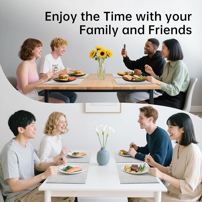 Blue Forest Placemats Set of 4, Dual-Layered Thickened Faux Linen Table Mats Heat Resistant Machine Washable Wrinkle Free Place Mats for Kitchen Dining Outdoor/Indoor (Cream Beige)